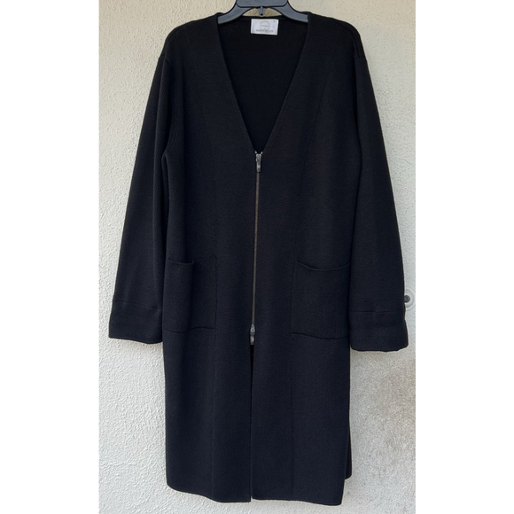 Voyage by Marina Rinaldi Italy Black Cardigan Long Sleeve Zip Up Luxury Capsule